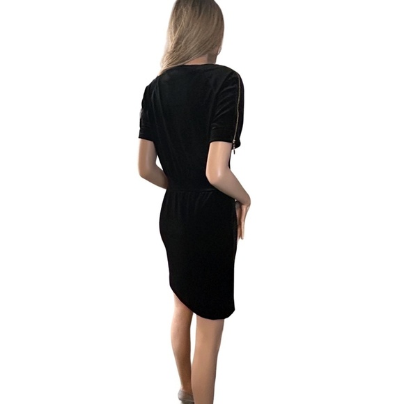 VERO MODA Katie Dress Plush Velvet Sheath Short Sleeve Zipper Pockets - Picture 13 of 16